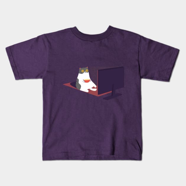 Catflix and Chill Kids T-Shirt by cartoonbeing